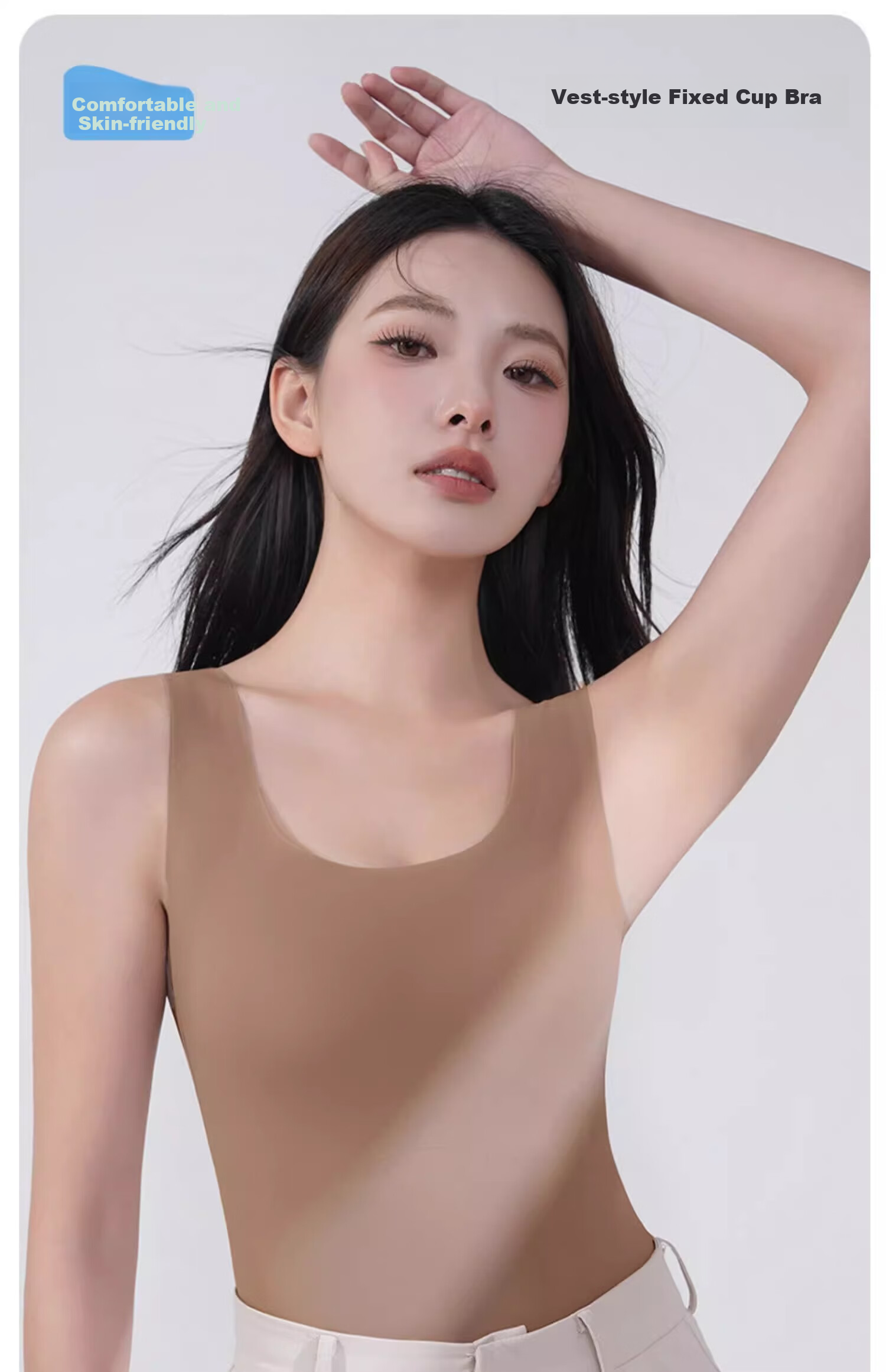 MiiOW Ice Silk Camisole Tank Top for Women with Built-In Bra Pads, White Seamless Sun Protection Inner Wear Or Outer Layer 2