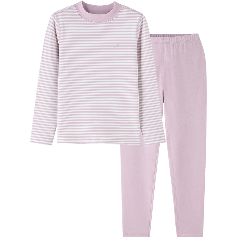 Annil Kids Boys and Girls Autumn Long Johns Set 2025 New Winter Style Pink and White Stripes 160cm