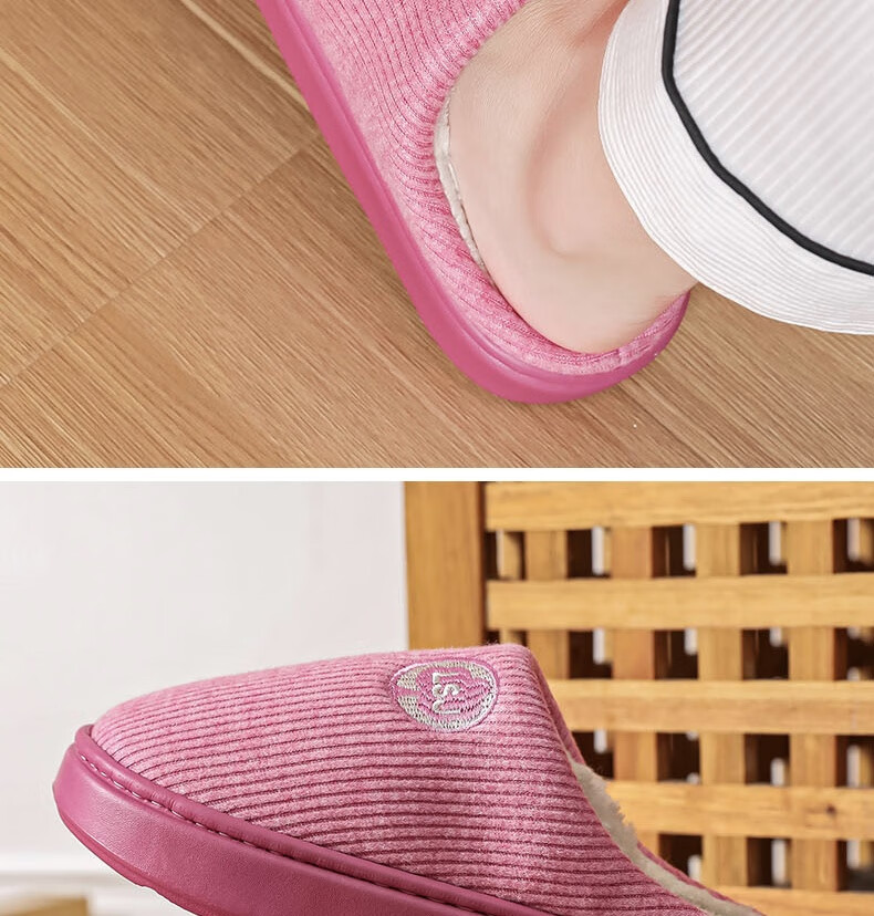 Huamei Jianbu Unisex Versatile Half-Cover Cotton Slippers Indoor Outdoor Fleece Lined Warm Cotton Slippers HM2502 Navy Blue Size 40-41 19