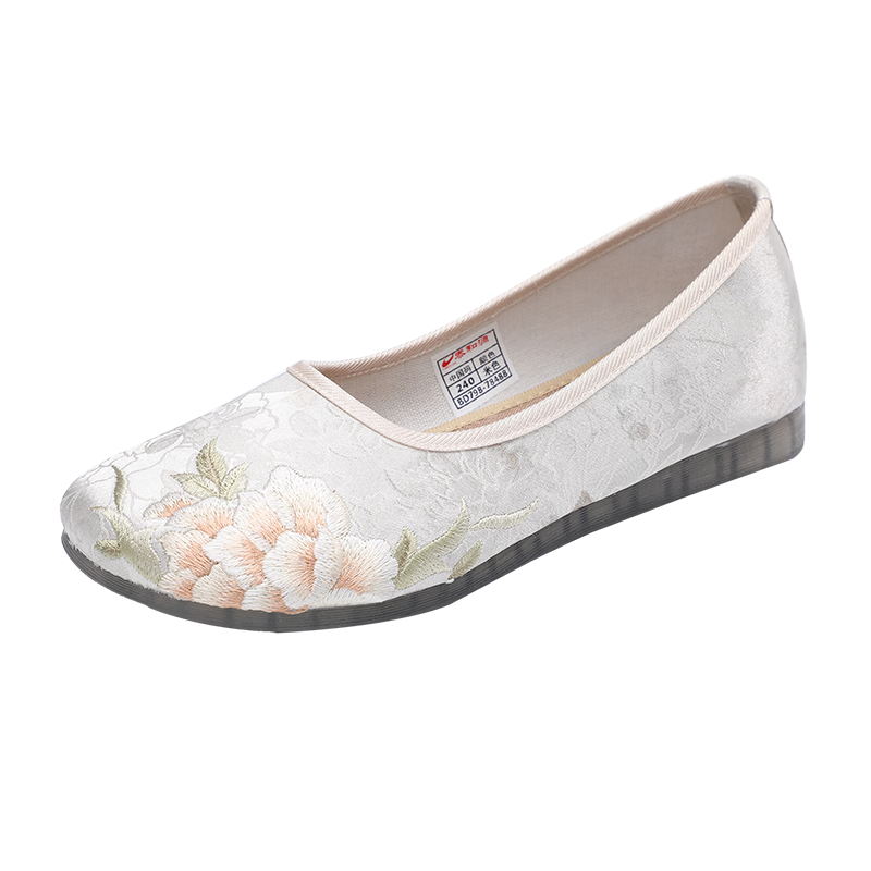 Taiheyuan Old Beijing Cloth Shoes Spring Summer Women's National Style Embroidered Elegant Soft Comfortable Non-Slip Flats Middle-Aged and Elderly Mom Shoes