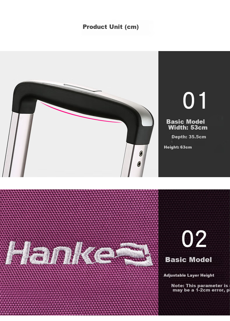 HANKE Luggage Suitcase for Men And Women, Travel Case with Wheels, 24-Inch Black Large Capacity 66L Expandable Password Lock Suitcase 34