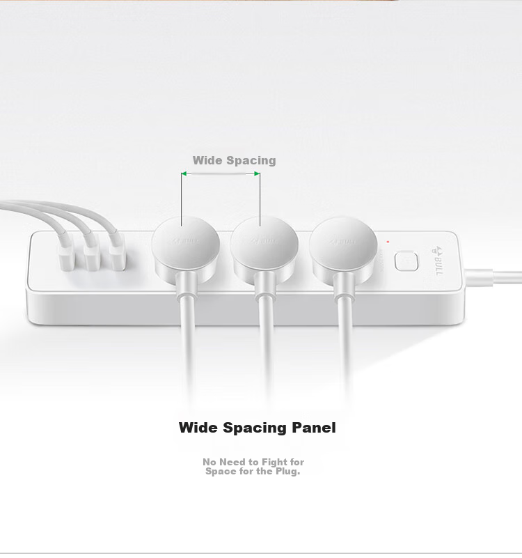 BULL BULL White USB Socket/power Strip/outlet Strip GNV-UUN153, 3 USB Ports, 6 Outlets, Total Length 3 Meters, Master Switch 8