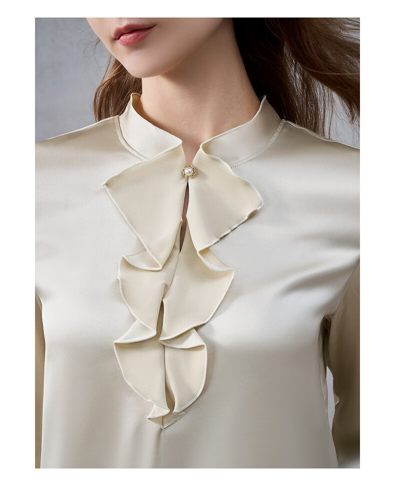 G2000 Satin Ribbon Stand Collar Women's Spring Autumn Silky Long Sleeve Casual Shirt Mall Same Style 15