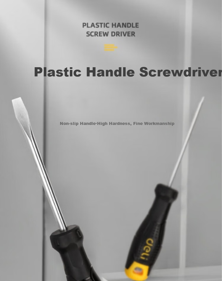 DELIGONGJU Deli Plastic Handle Flat Screwdriver 6x100mm DL6261001 (Random Delivery of New And Old Products) 1
