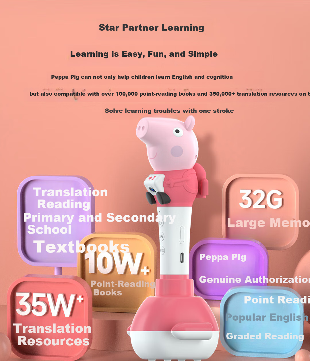Bei Lin Peppa Pig English Picture Books, Original Animated Audio Storybooks with Dialogue, 10 Volumes, Point-And Version, Birthday Gift 2