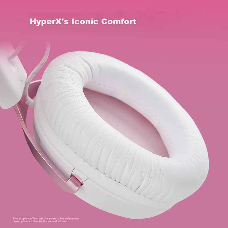 HYPERX Cloud III Wired Gaming Headset with Fog Light Pink, DTS Sound, 53mm Driver Unit, E-Sports Over-Ear Gaming Headphones Compatible with Triaxial Actio