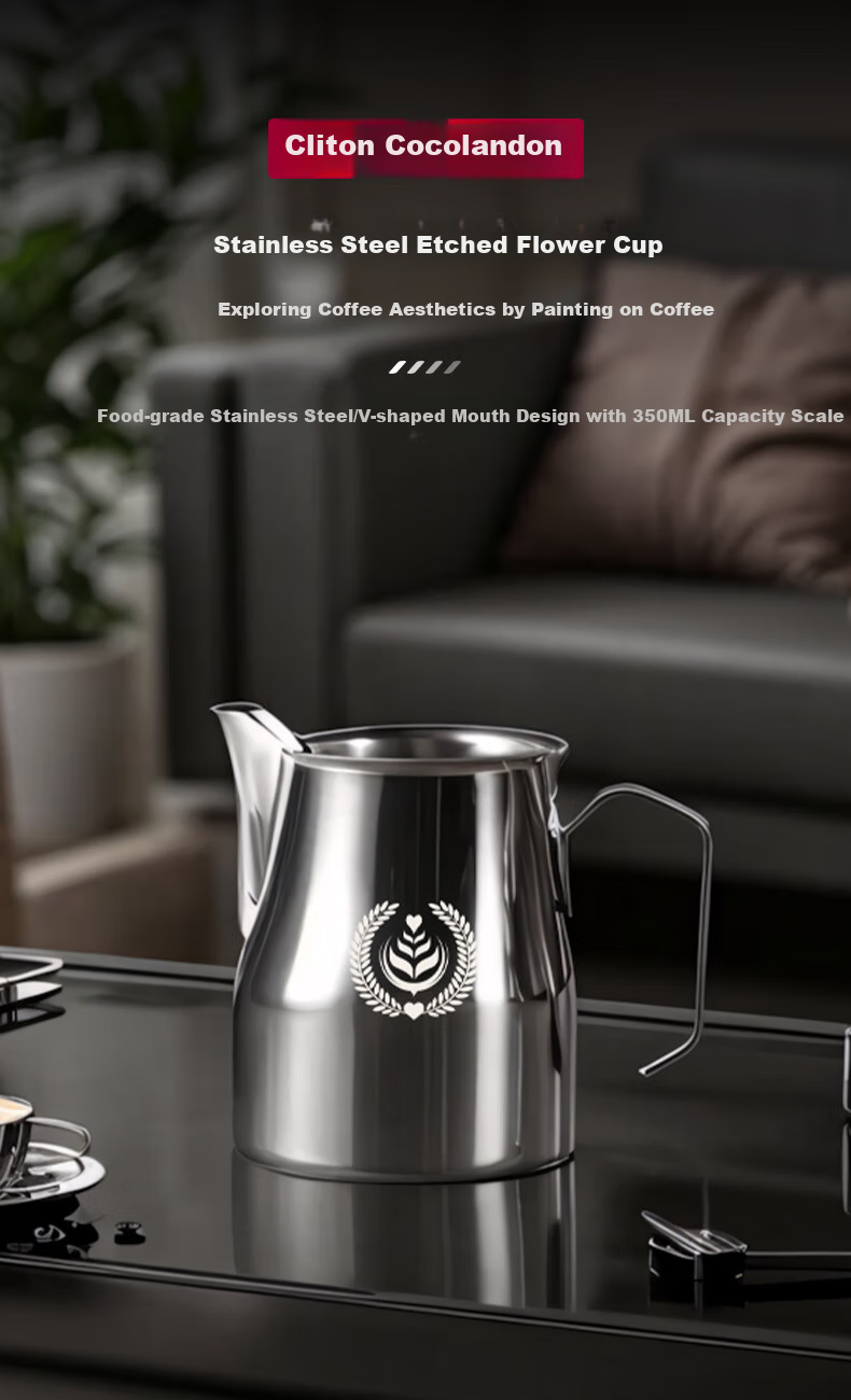 CLITON Coffee Latte Art Cup, Eagle Beak Italian Latte Art Pitcher, 304 Stainless Steel Milk Frother Cup, Coffee Cup, Milk Frothing Pitcher, 350ml 1