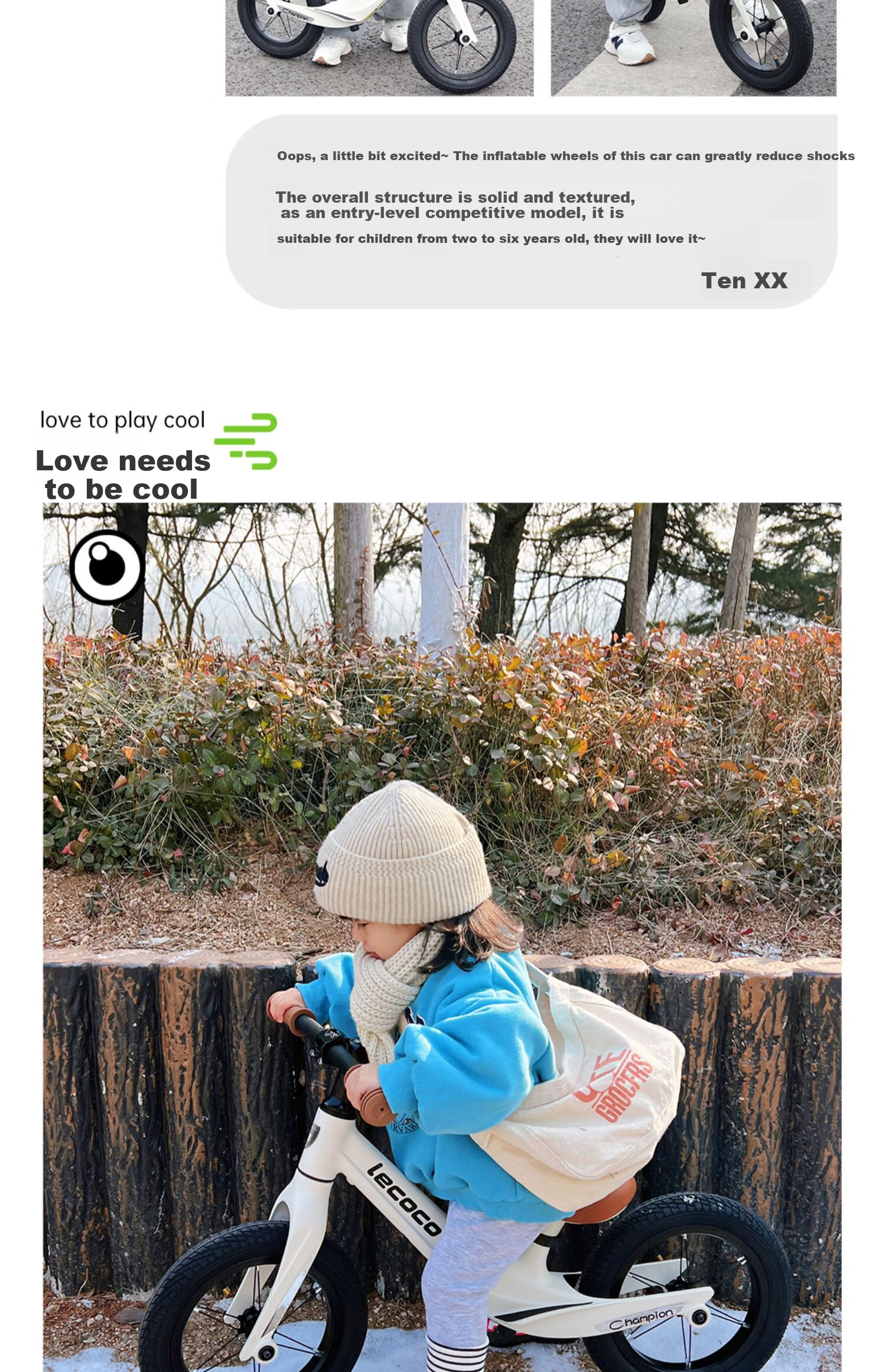 Lecoco Children's Balance Bike for Ages 1-3 Balance Bike Magnesium Alloy Bicycle Scooter C-RUNX1 2
