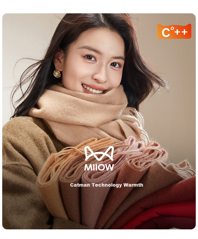 MiiOW Scarf for Women, Autumn And Winter Ladies' Wool-Blend Warm Neck Warmer, Gift for Girlfriend, National Day Birthday Present, New Year Gift Box Set 20