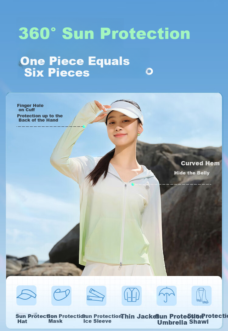 BOSIDENG Summer National Standard Sun Protection Clothing for Women, Short UV-Resistant Breathable Slim-Fit Lightweight Jacket UPF100 21