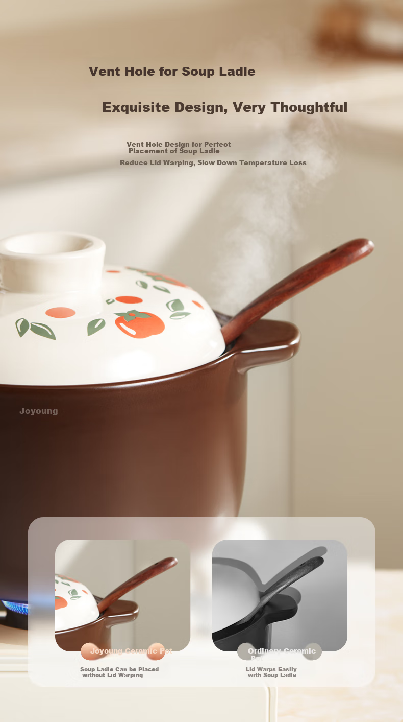Joyoung Ceramic Casserole Pot, Soup Pot, Stew Pot, 5L High-Temperature Resistant Ceramic Pot for Soup Making, Clay Pot Rice, Medicinal Decoction And Cooking TCB5003 8