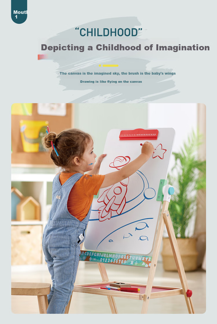 Hape (Germany) Frameless Whiteboard Erasable Double-Sided Blackboard Standing Easel Flip-Style Drawing Board E1063 1