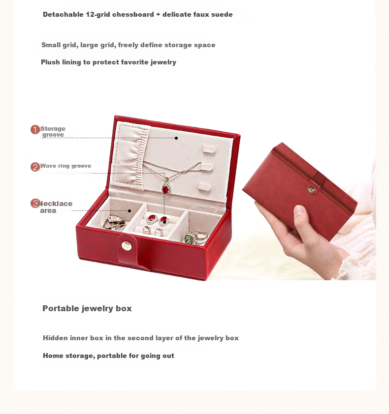 VLANDO Chinese High-End Jewelry Box, Large Capacity Storage Box, Gift for Best Friends, Colleagues, Newlyweds, Wedding Anniversary, Birthday Present 10