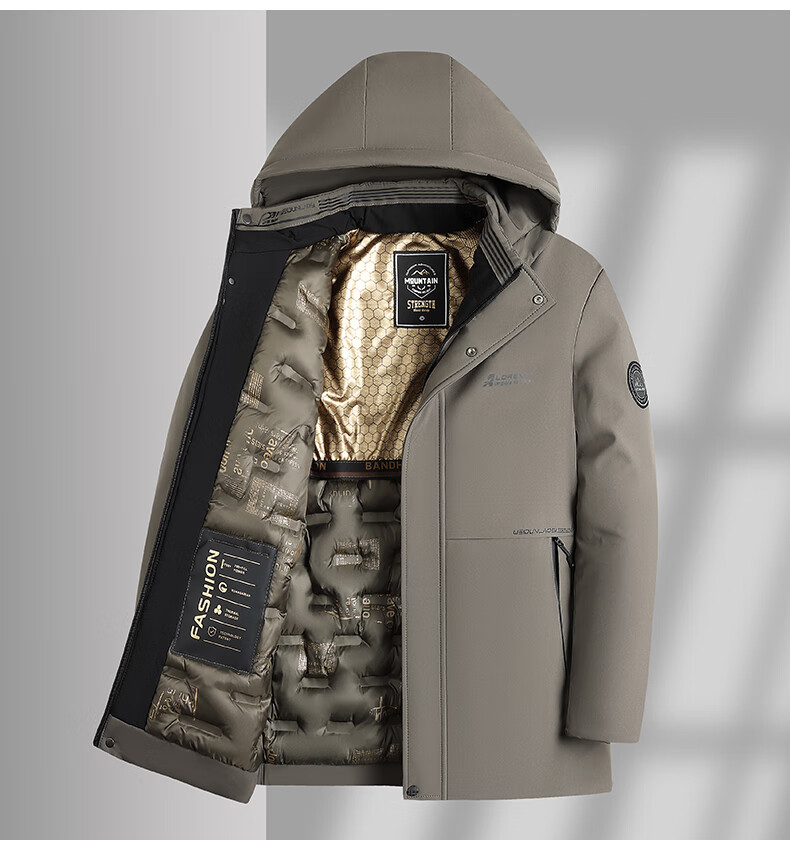 TUCANO Men's Winter Cotton Padded Jacket, Fleece Lined Thickened Coat, Men's Cold-Resistant Warm Business Casual Hooded Outerwear 9