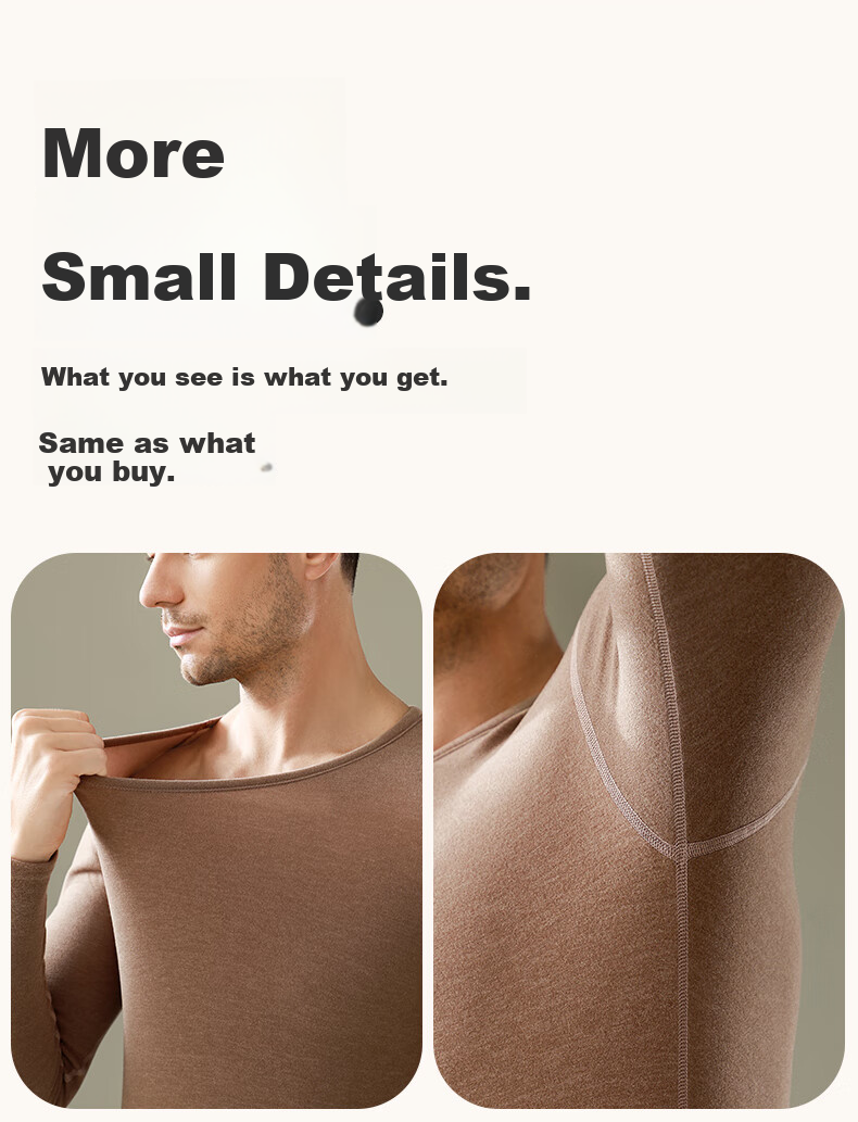 LangSha Thermal Underwear Men's Set, Fleece-Lined Thickened Autumn Winter Cashmere Anti-Static Large Size Antibacterial Thermal Top And Bottom 8