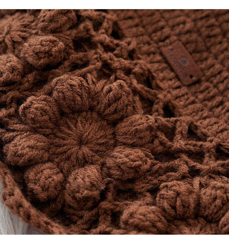 Zhenxiang Women's Spring Autumn Woolen Hat Flower Hand-Crocheted Knit Hat Travel Photo Outfit Birthday Gift Z868 8