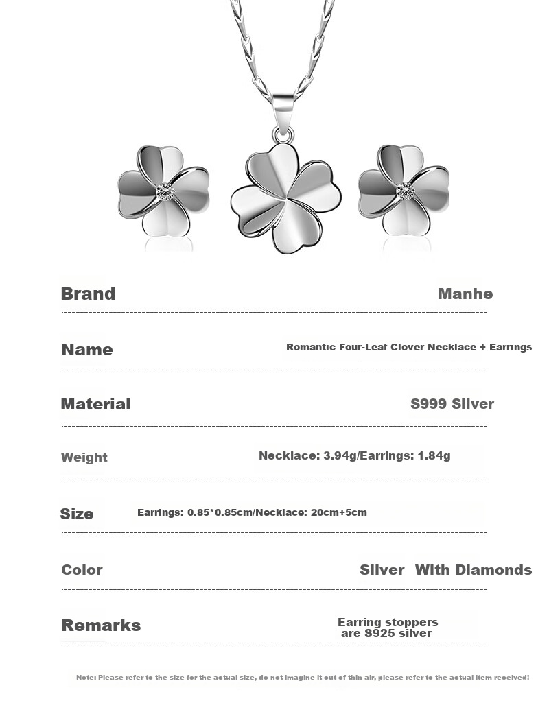 MANHE S999 Sterling Silver Four-Leaf Clover Stud Earrings for Women, New 2026 Style Ear Jewelry, Birthday Gift for Girlfriend Or Female Friend 7