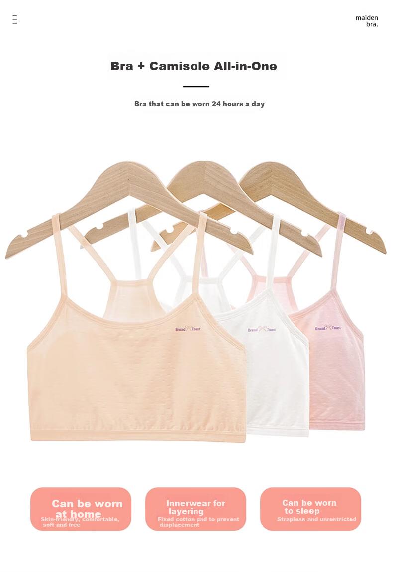 Ziyouxi Girls' Underwear for Elementary School Students in Puberty, Ages 8-12, Children's First Stage Camisole Thin Bra for Young Girls 3