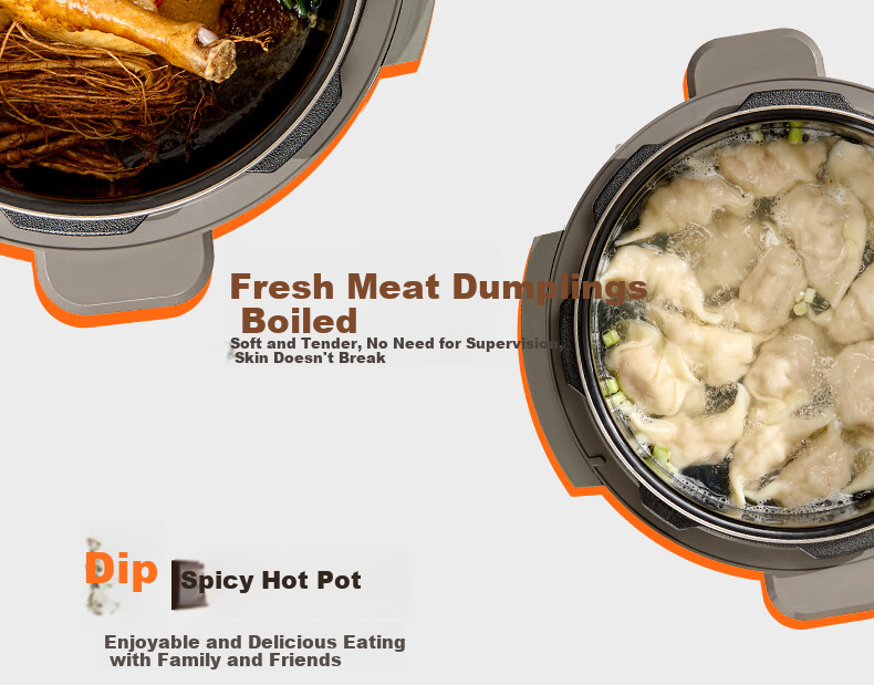 Midea Dumpling King Electric Pressure Cooker, 5L Household Electric Pot, Fully Automatic Intelligent Reservation, Waterless Baking, Dual Inner Pot, Open Lid Hot Pot, High Pressure Cooker MY-E5910 (For 4-6 People) 12