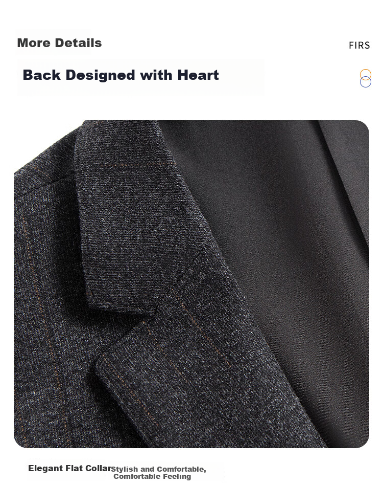 FIRS [Brushed Thickened] Men's Suit Jacket for Autumn And Winter, Business Casual Commute Formal Wear, Notch Lapel, Huasha Craft Single-Breasted Blazer 4