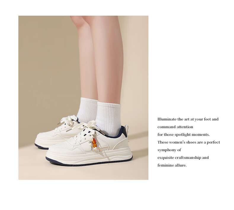 MEXICAN Women's Skateboarding Casual White Sneakers Sports Dad Shoes Size 39 Brown 18