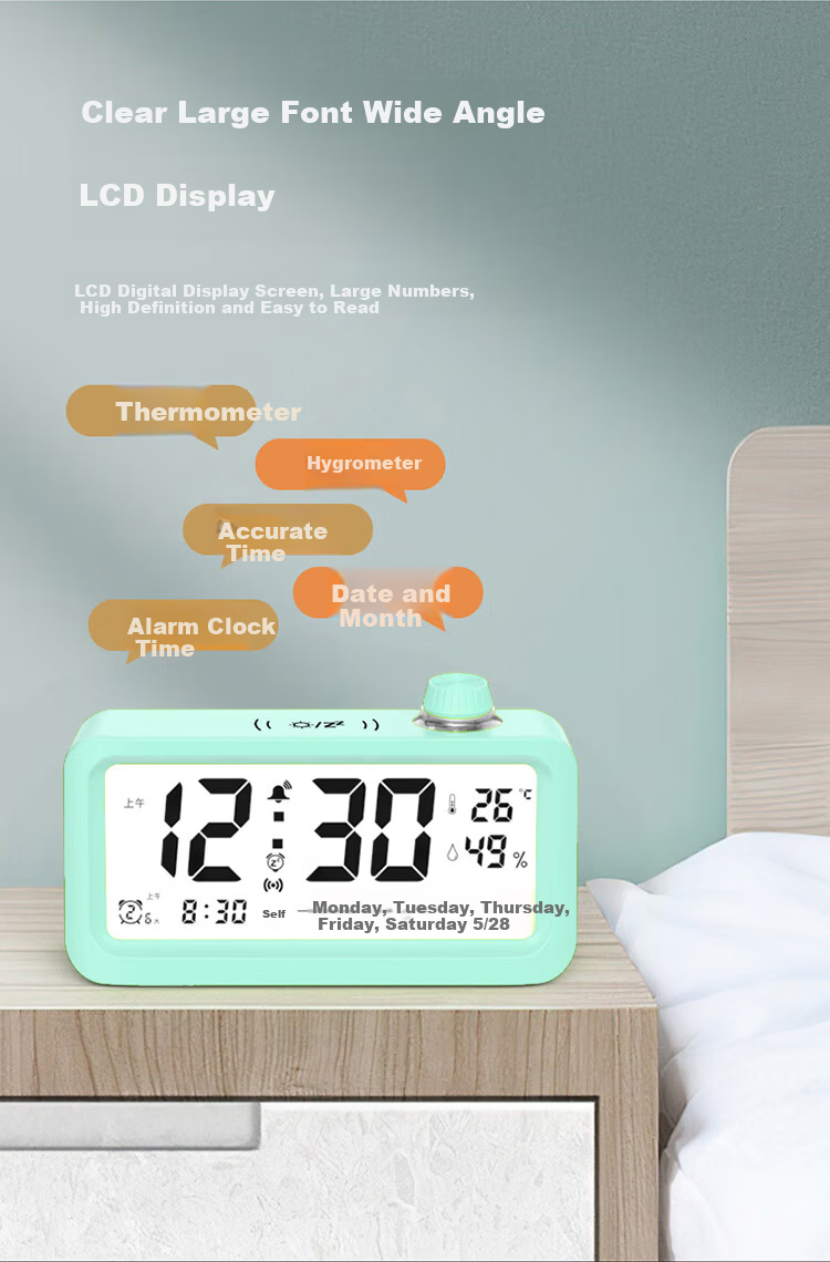 Compas Electronic Alarm Clock, New Smart Design for Students, Powerful Wake-Up Device for Children, Essential for Back-To And Graduation, Desktop Light-Sensitive Clock B2388A Green Back-To Seaso 3