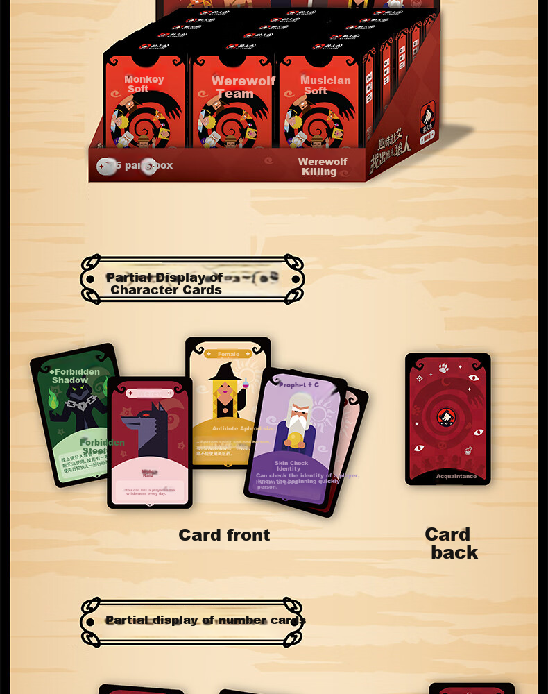 Langrensha Board Game Cards, Tianbei Qingbeiyan Cards, New Art Style Camping Board Game, Langrensha Card Classic Upgraded Version G904 3