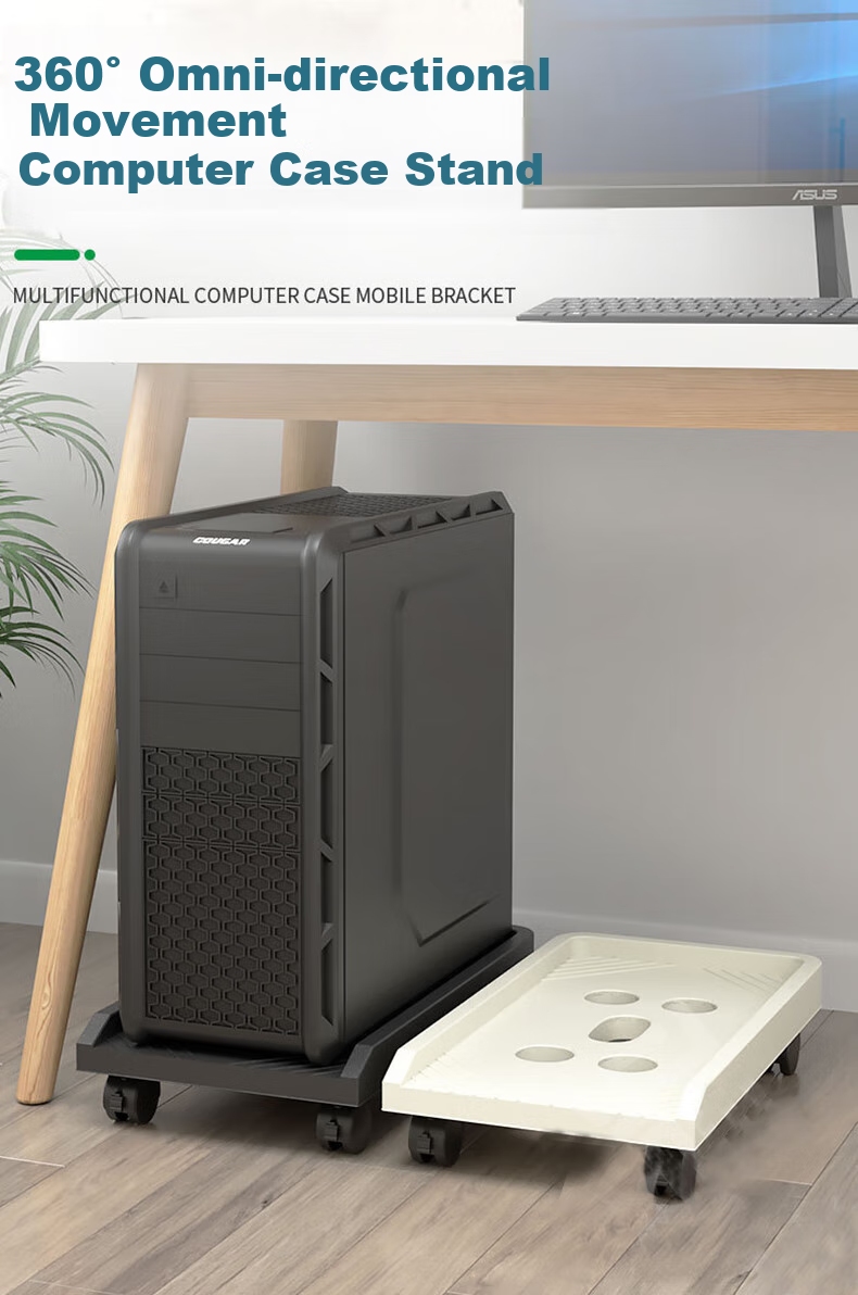 LinkStone Desktop Computer Tower Stand, Movable Case Support Base, Tray with Universal Casters And Brake Wheels, Three-Sided Guard, Easy Installation, Z124 1