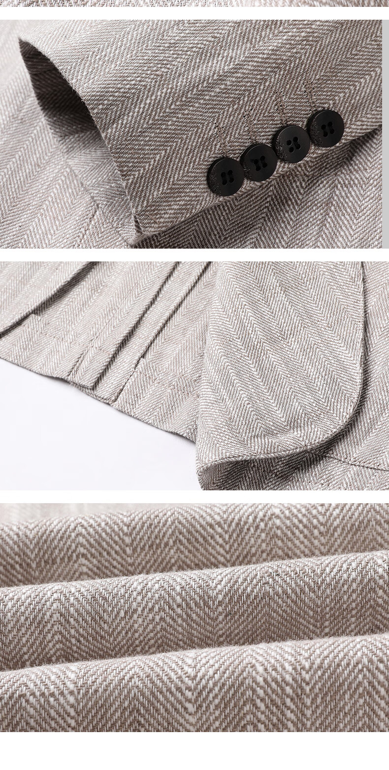 Pierre Cardin Men's Casual Solid Color Linen Blend Blazer Spring Autumn Business Jacket 19