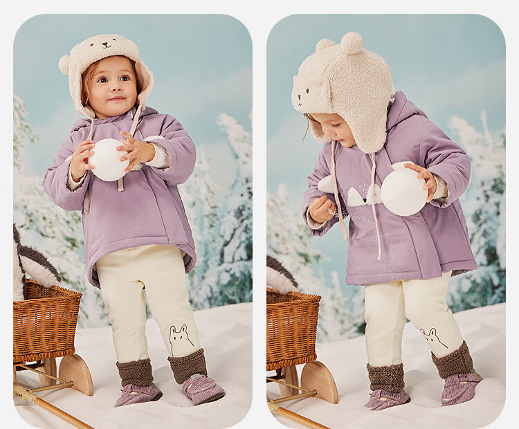 Minibala Kids Boys Girls Water and Oil Resistant Cotton Jacket Cute Baby Infant Coat 2025 Winter 5