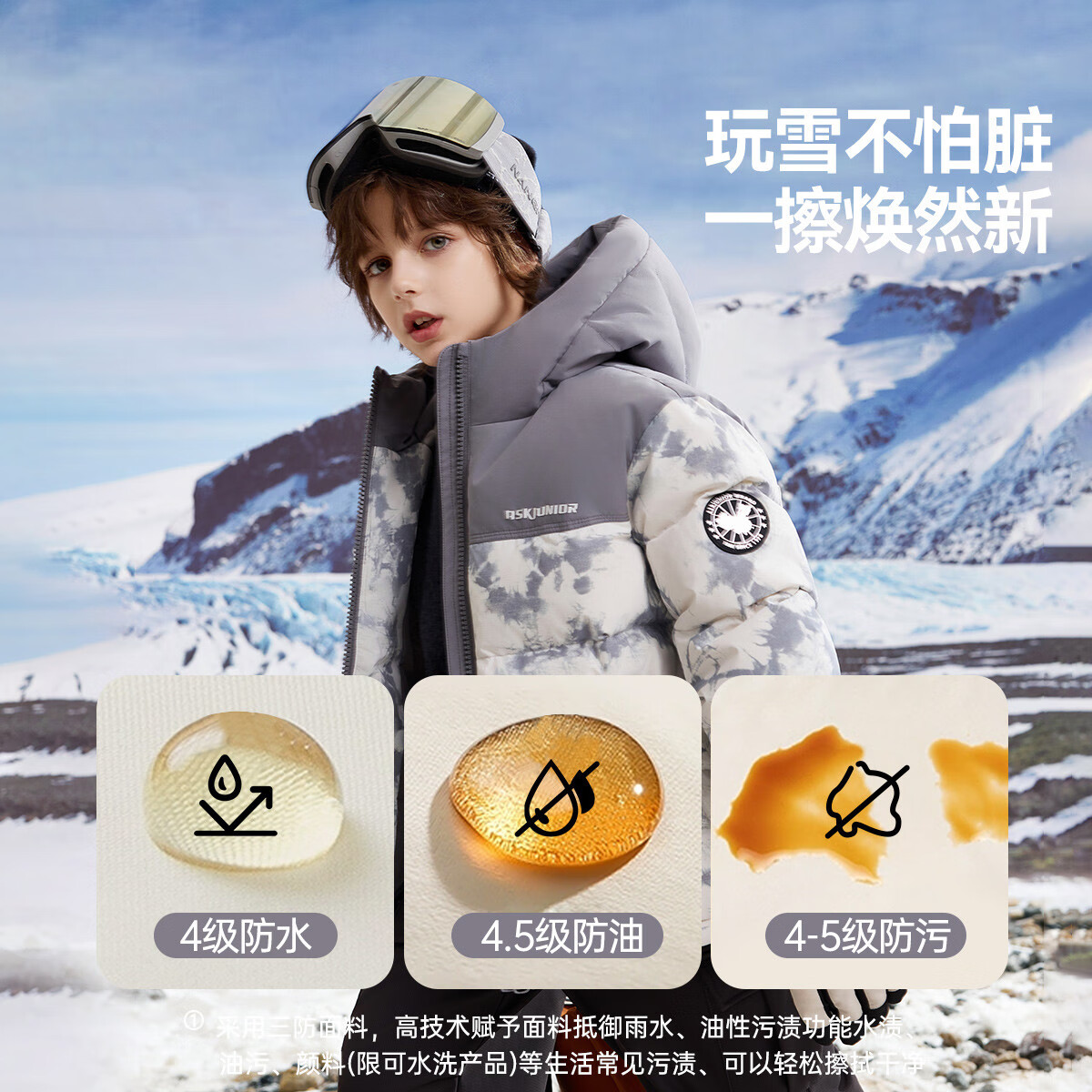 ASK JUNIOR [Canada Duck Down] Children's Winter Down Jacket, Warm 7A Antibacterial Filling, Boys' National Style New Year Coat