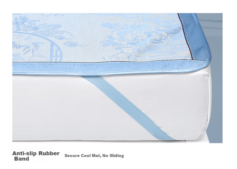 FUANNA Hua Song 450D Coarse Yarn Jacquard Ice Silk Mat Cooling Mat, Double Size, Three-Piece Set, 1.5x2 Meters 12