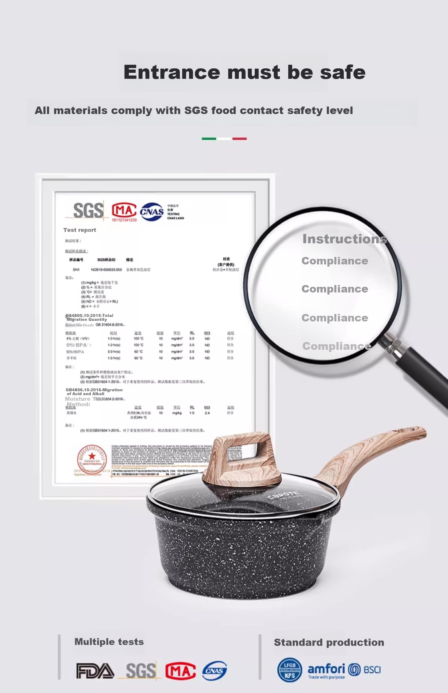 CaROTE Titanium Non-Stick Milk Pot Baby Food Pot Household Noodle Pot Small Soup Pot Cooking Pot Small Pot 20cm 5