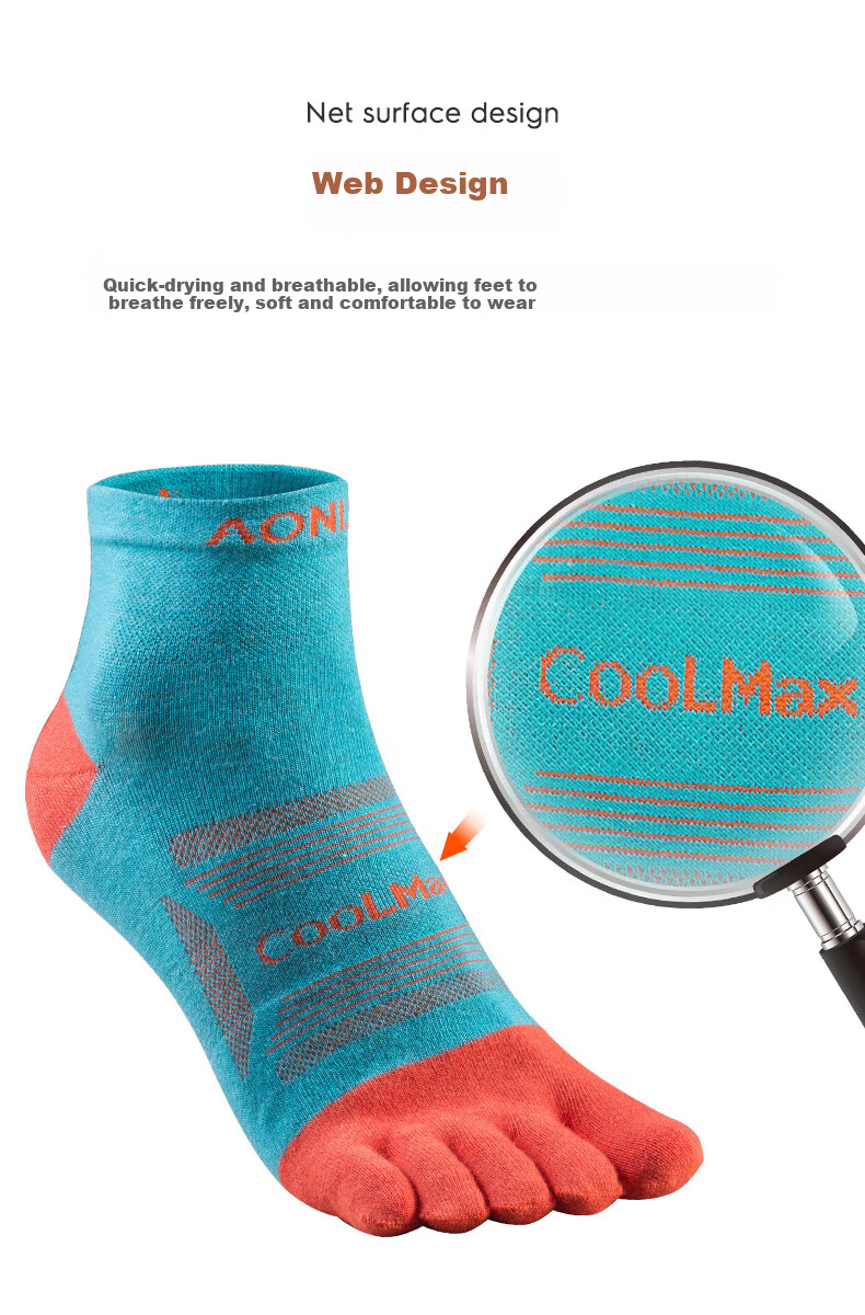 AONIJIE Running Five-Toe Socks, Sports Socks for Men And Women, Marathon Gear, Fitness Cycling Basketball Socks, Sweat-Absorbing Quick-Drying Casual Socks 9