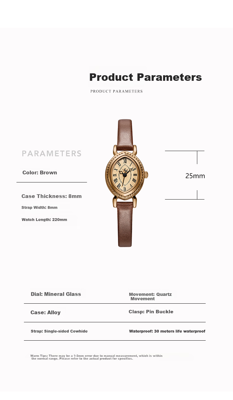 Julius Women's Watch, Charm Roman Style Leather Strap Versatile Ladies Watch, Waterproof Quartz Ladies Wristwatch, Coffee Color JA-567D 10