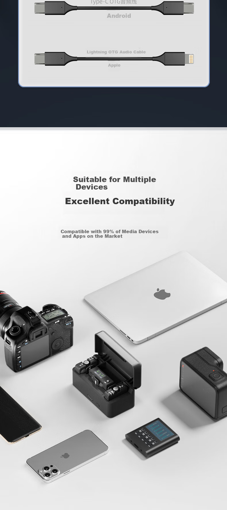 Mailada S1000PRO Dual Wireless Lavalier Microphone for Mobile Phone Live Streaming, Computer Recording, DSLR Audio Pickup Device, Wireless Microphone 10
