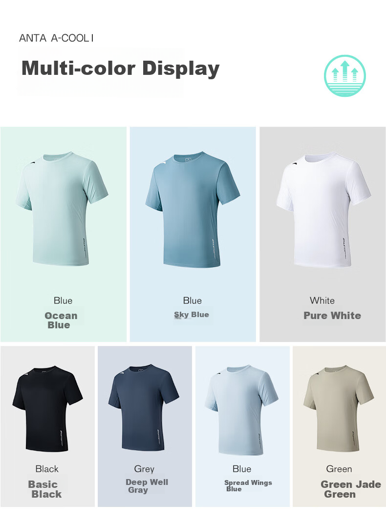ANTA Light Wind T-Shirt | Quick-Dry Sports Short-Sleeve T-Shirt for Men, Summer Lightweight Moisture-Wicking Breathable Fitness Running Training Top 19