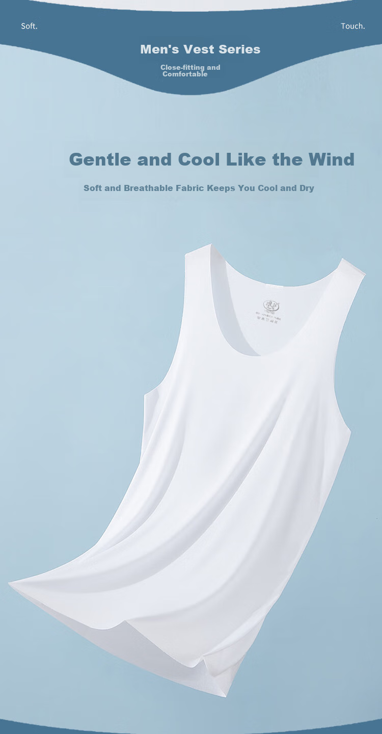 LangSha Men's Tank Top, Summer 7A Antibacterial Ice Silk Seamless Modal Thin Sleeveless Athletic Undershirt 6
