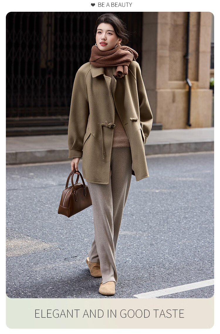 Bailu Elegant 100% Wool Coat 2025 Winter New Suit Collar Simple Mid-Length Double-Faced Woolen Women Black S 16
