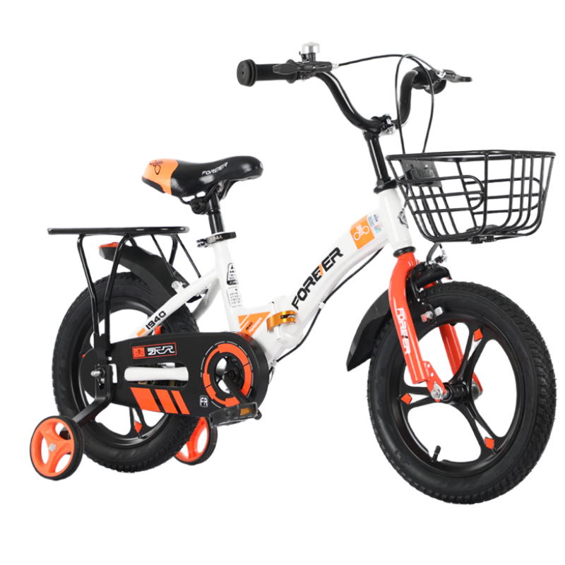 FOREVER Children's Bicycle Boys and Girls Foldable Bike with Training Wheels 4-7 Years 16-inch Orange