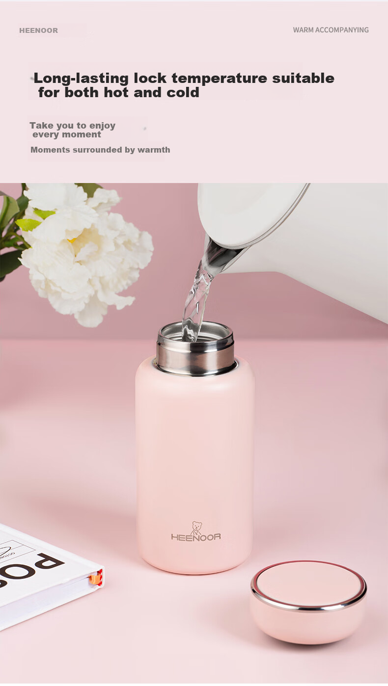 Heenoor Insulated Mug for Women, 316L Stainless Steel Water Bottle, Stylish Outdoor Portable Pocket Cup, Holiday Gift 10