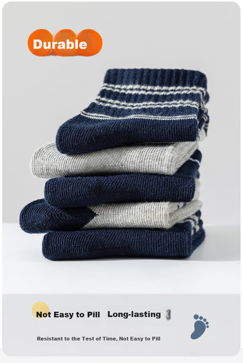 Ziyouxi Children's Socks, Boys' Breathable And Odor-Resistant Thin Socks, All-Season Mid-Calf Cotton Socks, Student Socks for Older Children, Short Socks, 10 Pairs Per Pack 7