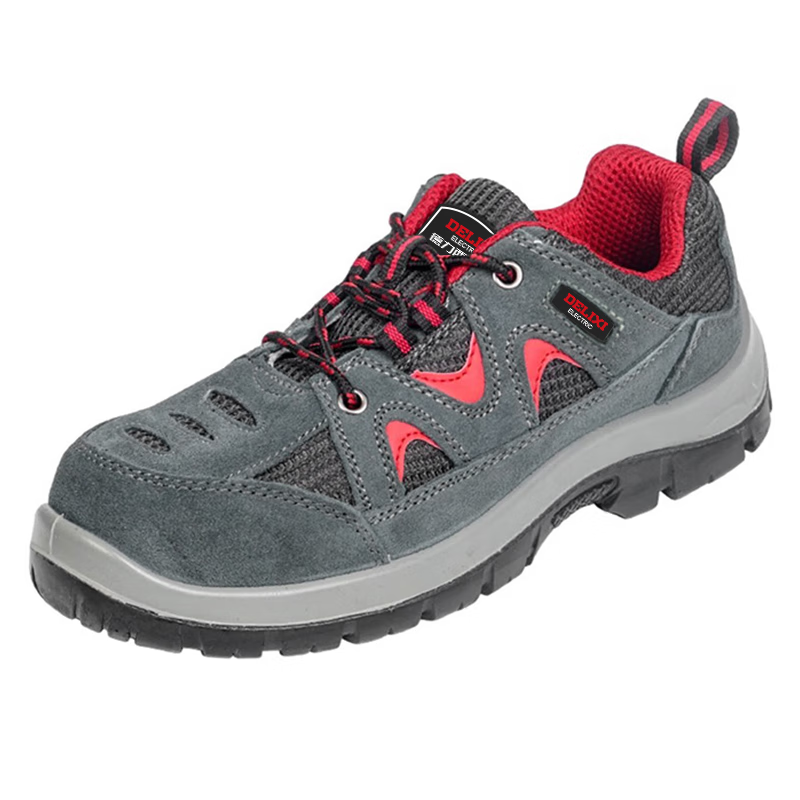 DELIXI ELECTRIC Men's Safety Shoes Cow Suede Steel Toe Steel Plate Sole Anti-Smash Puncture Resistant Slip-Resistant Durable Breathable Comfortable Work Protective Safety Shoes 8