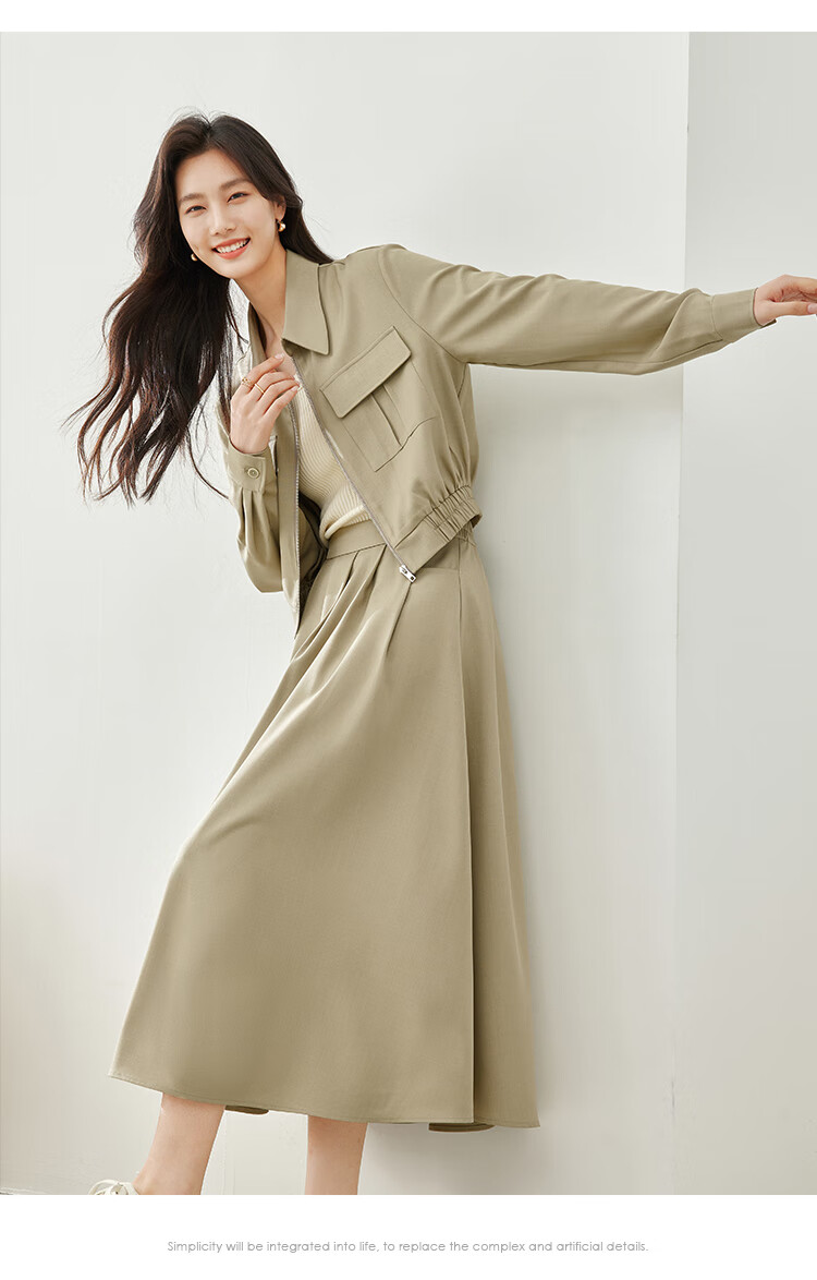Vimly Women's Stylish Two-Piece Dress Set Spring New Elegant High-Quality Top Gray M 17