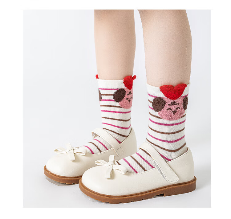Miiow 5 Pairs Children's Socks Autumn Winter Cotton Baby Girls Mid-Calf Princess Odor-Resistant Sweat-Absorbing Socks 11