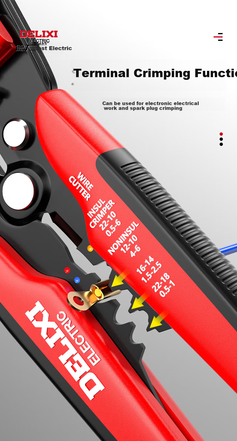 DELIXI ELECTRIC Multifunctional Wire Stripper, Automatic Wire Puller, Terminal Crimping Pliers, Fiber Optic Cable Stripper, Cable Pe 7