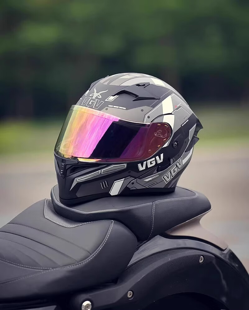 VGV Motorcycle Helmet 3C Certified Full Face Four Seasons Warm Double Lens Flip-up Helmet Mechanical Black XL 7