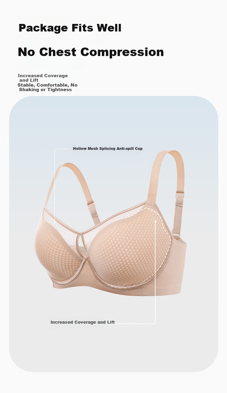 Ordifen 26 New Women's Underwear, Lightweight, Perforated Cups, Breathable, Smooth Surface, Seamless, Large Bust, Low-Collar Bra Set, XB4210 6