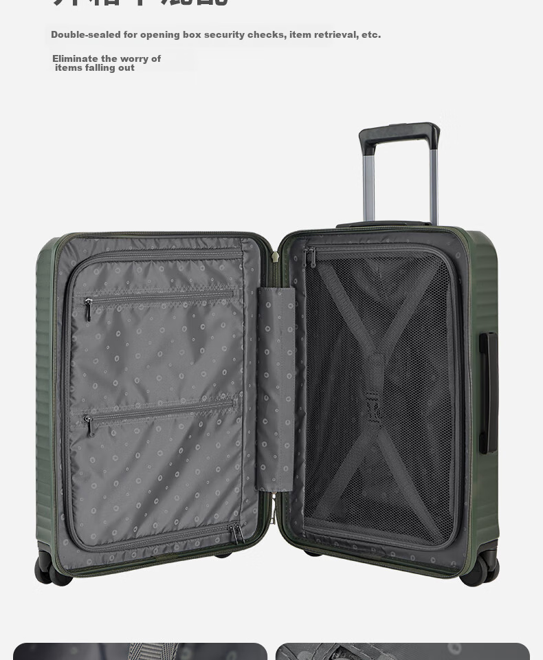 CONWOOD MEGA Series Front-Opening Carry-On Luggage Laptop Case Trolley Suitcase PC290F+, Olive Green, 20 Inches 11