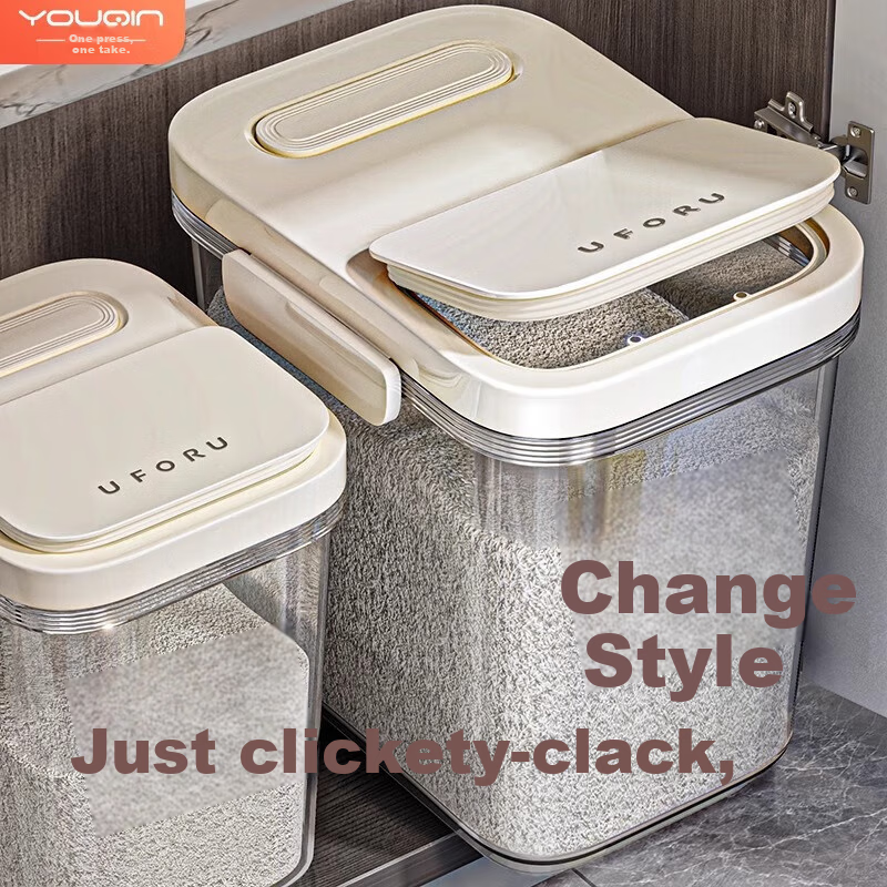 MUYA Rice Container, Household Insect-Proof And Moisture-Proof Sealed Rice Storage Box, Flour Container, Grain Storage Jar, Rice And Cereal Storage Box